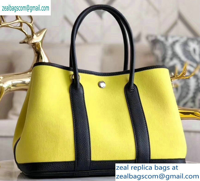 Hermes Canvas Garden Party 30/36 Bag Yellow - Click Image to Close