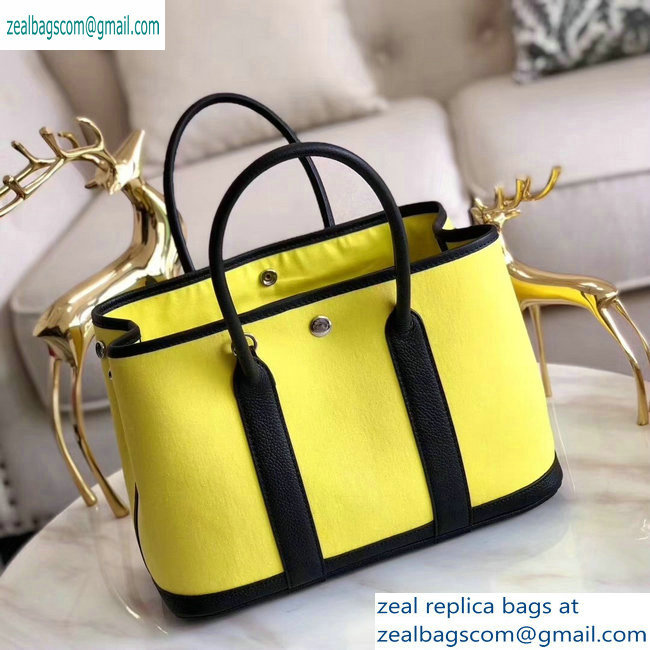 Hermes Canvas Garden Party 30/36 Bag Yellow - Click Image to Close