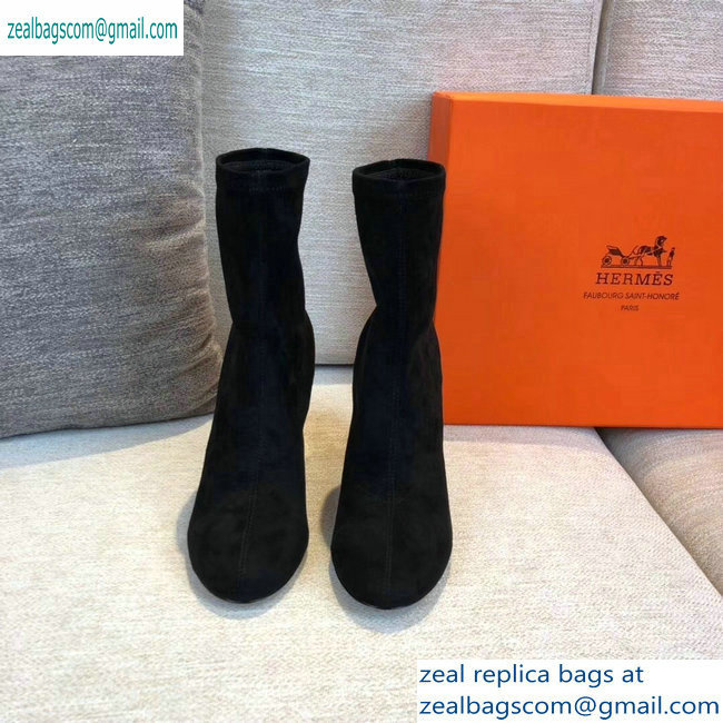 Hermes Heel 10cm Suede Ankle Boots Black 2019 - Click Image to Close