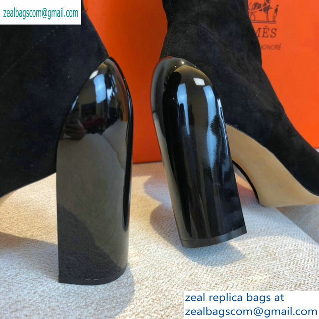 Hermes Heel 10cm Suede Ankle Boots Black 2019 - Click Image to Close