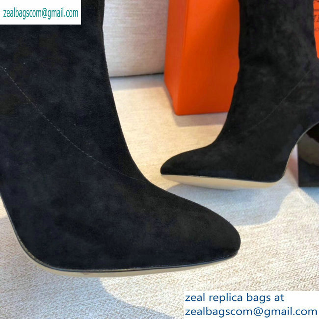 Hermes Heel 10cm Suede Ankle Boots Black 2019