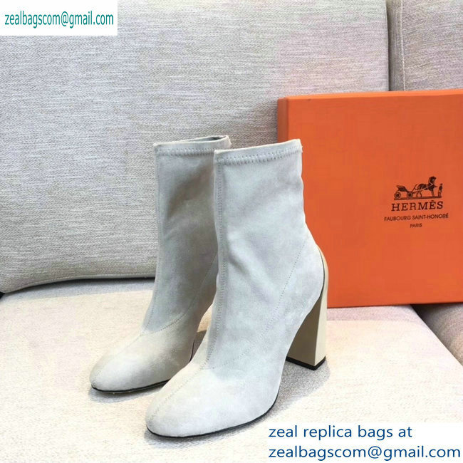 Hermes Heel 10cm Suede Ankle Boots Off White 2019 - Click Image to Close