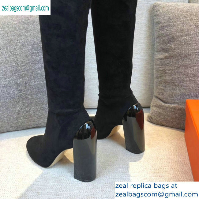 Hermes Heel 10cm Suede High Boots Black 2019 - Click Image to Close