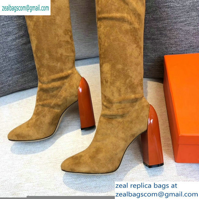 Hermes Heel 10cm Suede High Boots Khaki 2019