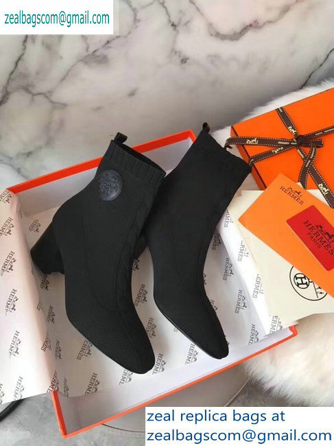 Hermes Heel 6cm Knit Volver 60 Ankle Boots Black 2019 - Click Image to Close