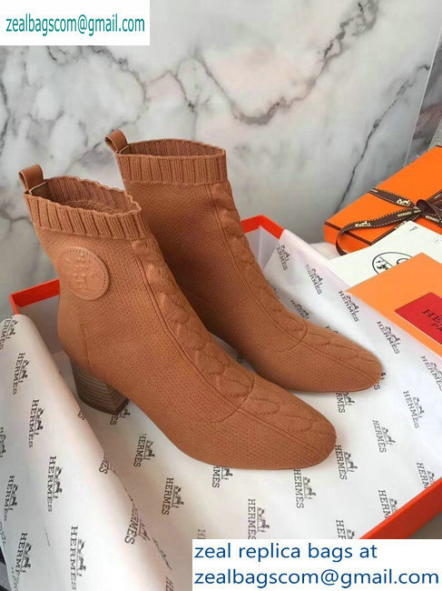 Hermes Heel 6cm Knit Volver 60 Ankle Boots Khaki 2019 - Click Image to Close