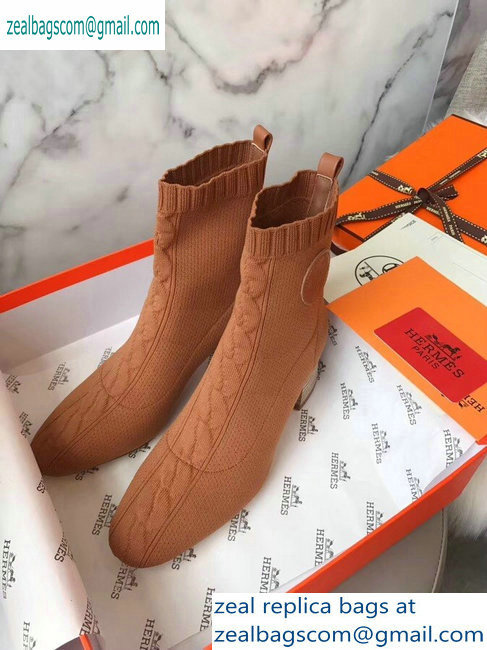 Hermes Heel 6cm Knit Volver 60 Ankle Boots Khaki 2019