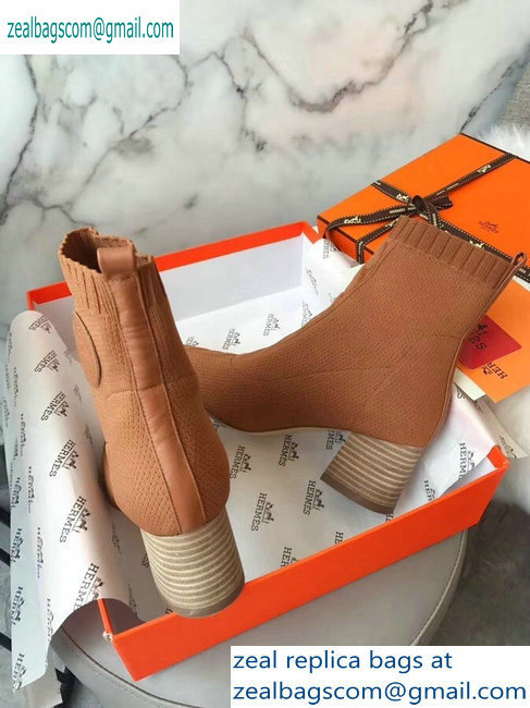 Hermes Heel 6cm Knit Volver 60 Ankle Boots Khaki 2019