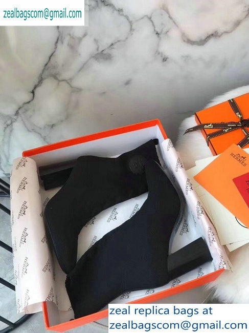 Hermes Heel 9cm Knit Volver 90 Ankle Boots Black 2019