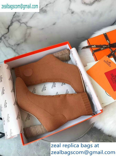 Hermes Heel 9cm Knit Volver 90 Ankle Boots Khaki 2019