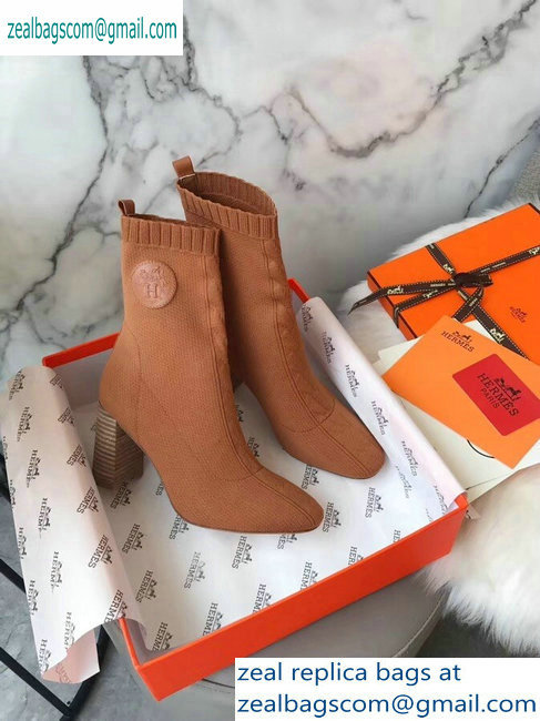 Hermes Heel 9cm Knit Volver 90 Ankle Boots Khaki 2019