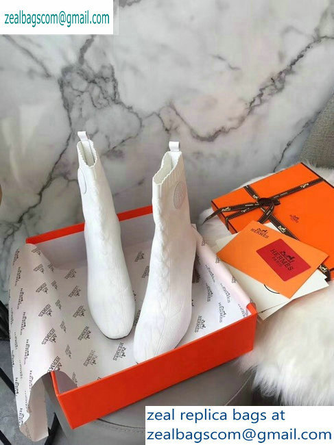 Hermes Heel 9cm Knit Volver 90 Ankle Boots White 2019