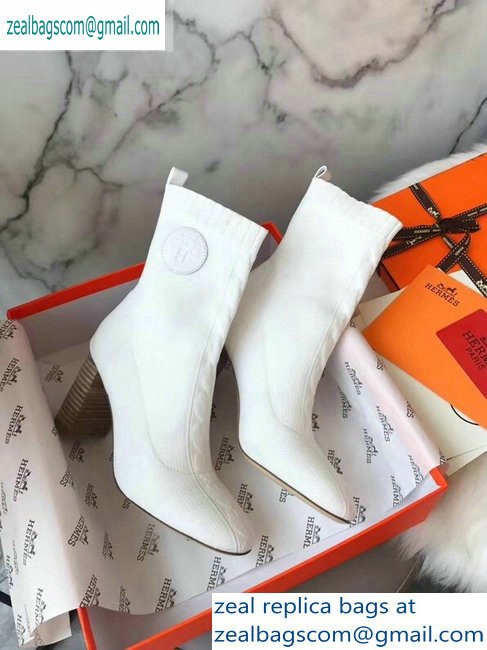 Hermes Heel 9cm Knit Volver 90 Ankle Boots White 2019