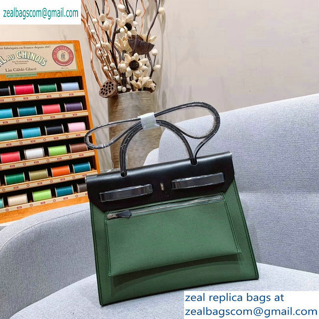 Hermes Herbag Zip 31 Bag in Original Quality Black/Green - Click Image to Close