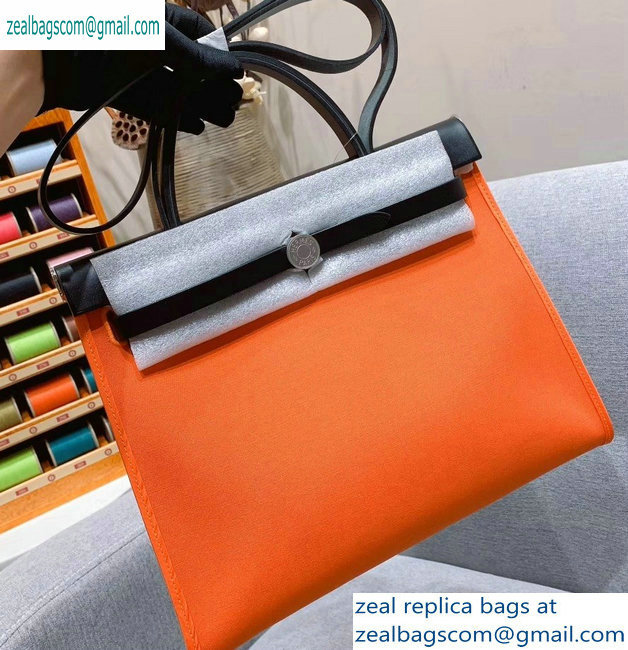 Hermes Herbag Zip 31 Bag in Original Quality Black/Orange - Click Image to Close