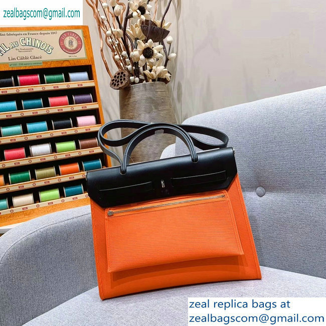 Hermes Herbag Zip 31 Bag in Original Quality Black/Orange - Click Image to Close