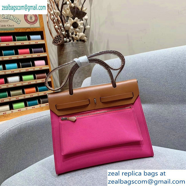 Hermes Herbag Zip 31 Bag in Original Quality Brown/Fuchsia - Click Image to Close