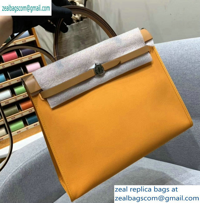 Hermes Herbag Zip 31 Bag in Original Quality Khaki/Turmeric Yellow - Click Image to Close