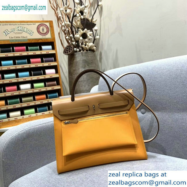 Hermes Herbag Zip 31 Bag in Original Quality Khaki/Turmeric Yellow - Click Image to Close