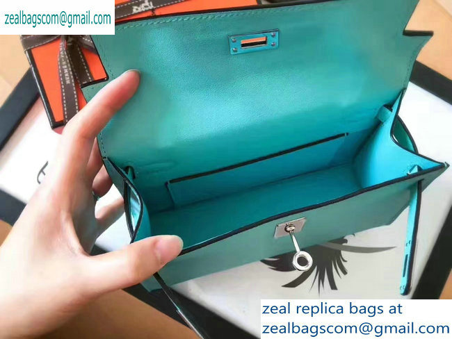 Hermes Kelly 22 Clutch Bag In Original Swift Leather Macaron blue - Click Image to Close