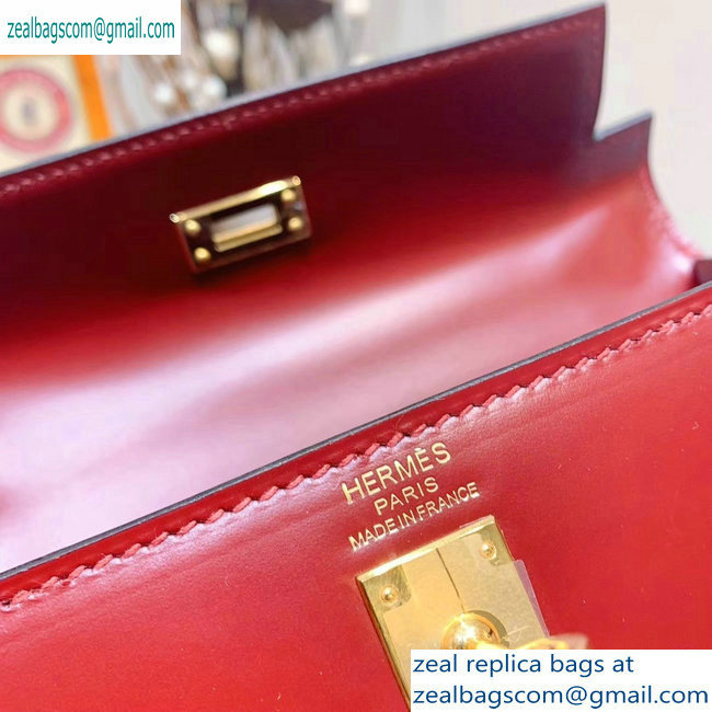 Hermes Kelly 25cm Bag in Original Box Leather Handmade Dark Red - Click Image to Close