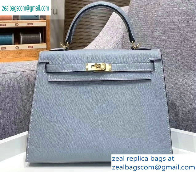 Hermes Kelly 25cm Bag in Original Epsom Leather Baby Blue