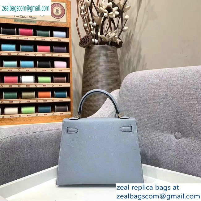 Hermes Kelly 25cm Bag in Original Epsom Leather Baby Blue - Click Image to Close