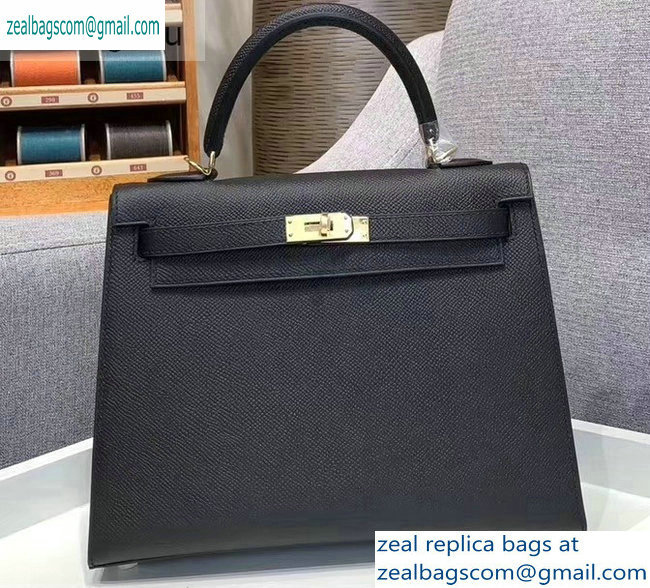 Hermes Kelly 25cm Bag in Original Epsom Leather Black