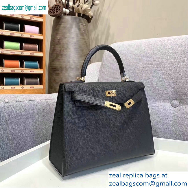 Hermes Kelly 25cm Bag in Original Epsom Leather Black