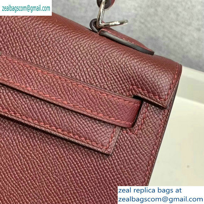 Hermes Kelly 25cm Bag in Original Epsom Leather Burgundy - Click Image to Close