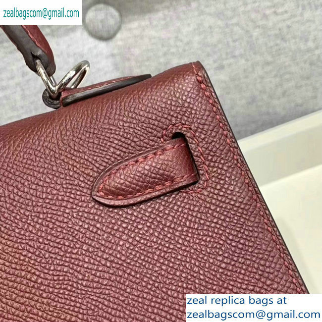 Hermes Kelly 25cm Bag in Original Epsom Leather Burgundy - Click Image to Close