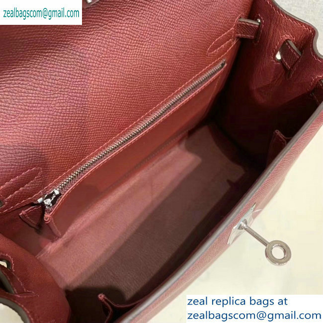 Hermes Kelly 25cm Bag in Original Epsom Leather Burgundy - Click Image to Close