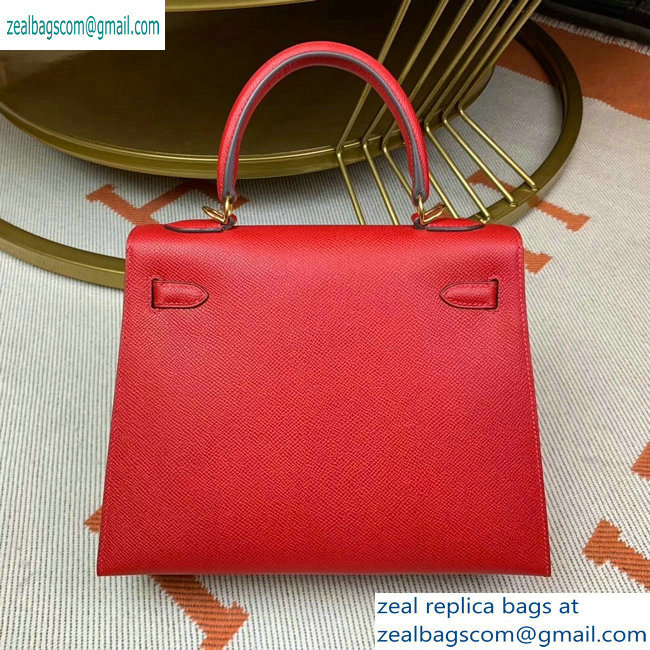 Hermes Kelly 25cm Bag in Original Epsom Leather Cherry Red - Click Image to Close