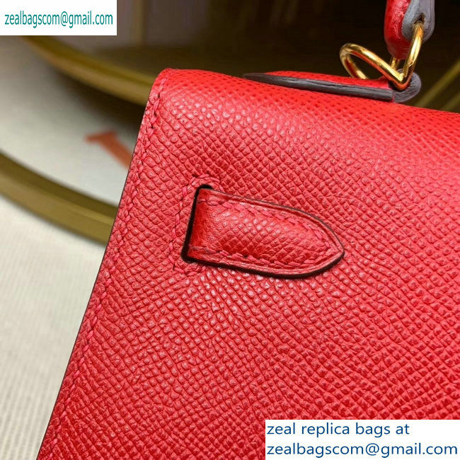 Hermes Kelly 25cm Bag in Original Epsom Leather Cherry Red - Click Image to Close