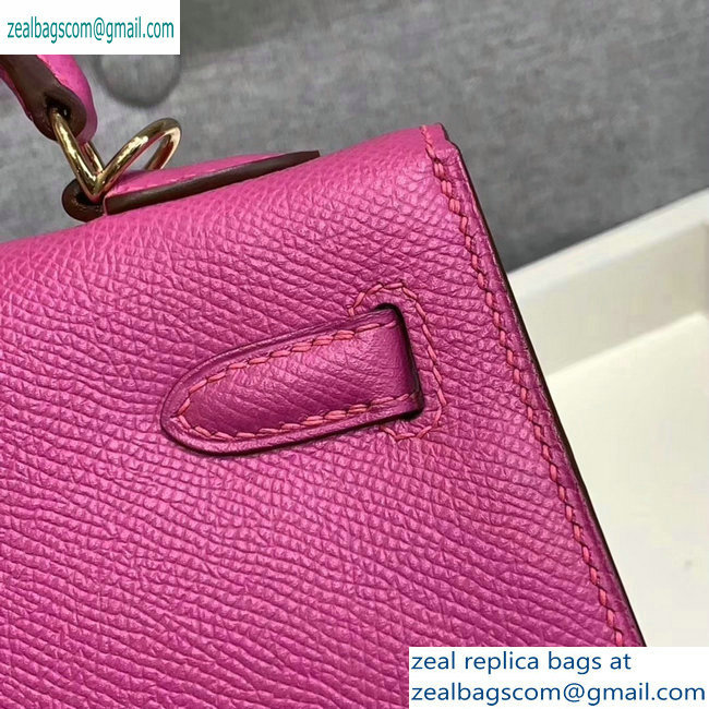 Hermes Kelly 25cm Bag in Original Epsom Leather Dark Pink - Click Image to Close