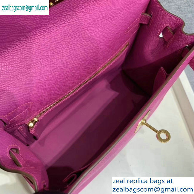 Hermes Kelly 25cm Bag in Original Epsom Leather Dark Pink - Click Image to Close