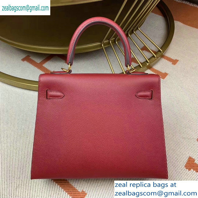 Hermes Kelly 25cm Bag in Original Epsom Leather Dark Red