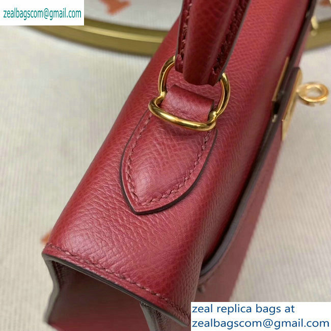 Hermes Kelly 25cm Bag in Original Epsom Leather Dark Red - Click Image to Close