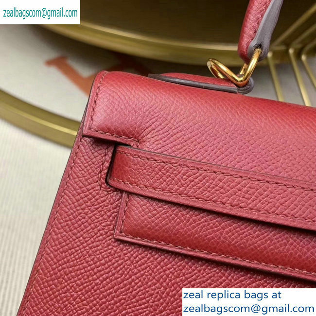 Hermes Kelly 25cm Bag in Original Epsom Leather Dark Red - Click Image to Close