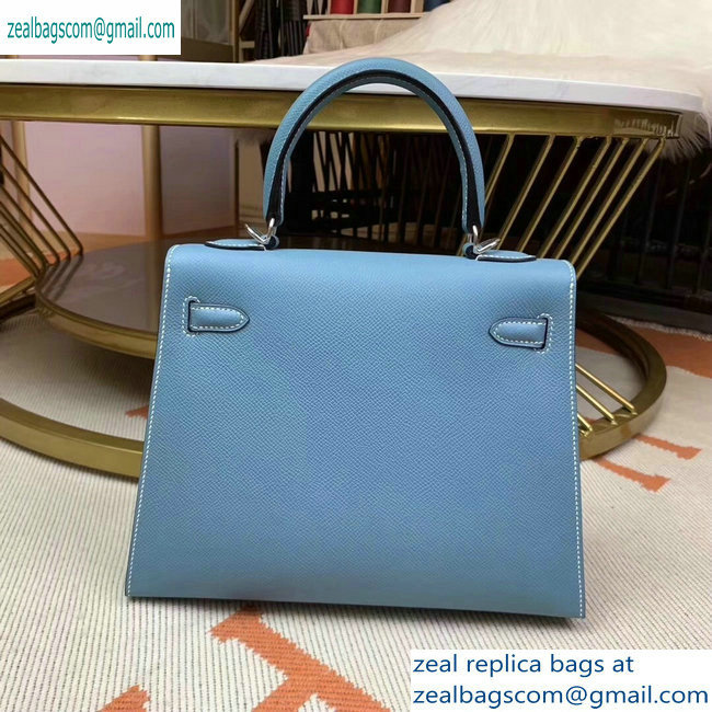 Hermes Kelly 25cm Bag in Original Epsom Leather Denim Blue