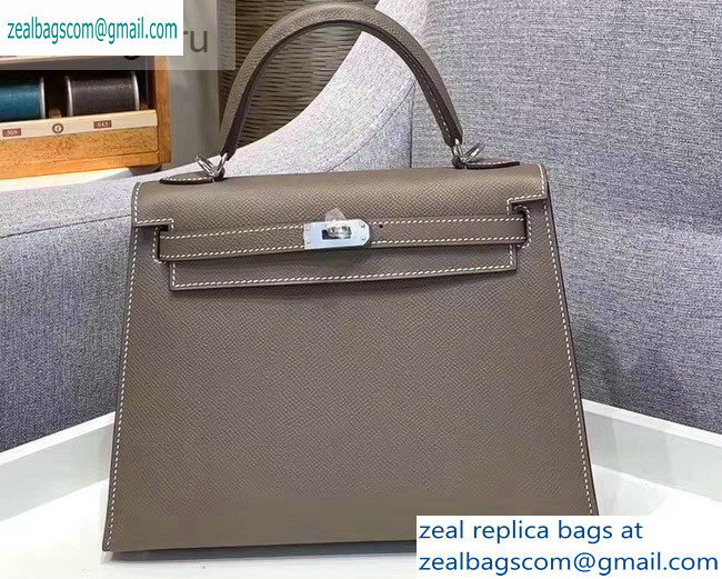 Hermes Kelly 25cm Bag in Original Epsom Leather Elephant Gray - Click Image to Close