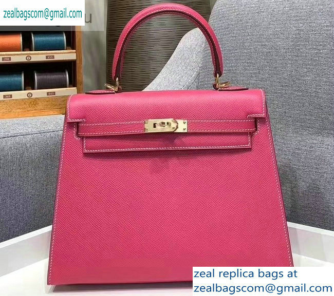 Hermes Kelly 25cm Bag in Original Epsom Leather Fuchsia - Click Image to Close