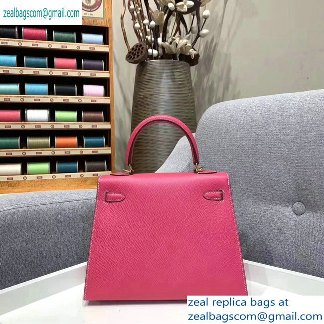 Hermes Kelly 25cm Bag in Original Epsom Leather Fuchsia