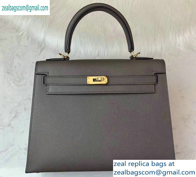 Hermes Kelly 25cm Bag in Original Epsom Leather Gray - Click Image to Close