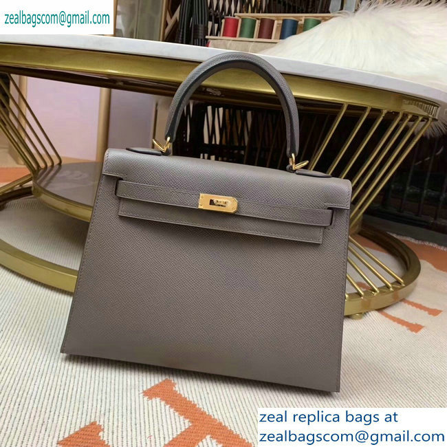 Hermes Kelly 25cm Bag in Original Epsom Leather Gray - Click Image to Close