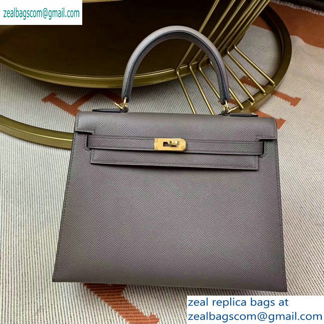 Hermes Kelly 25cm Bag in Original Epsom Leather Gray - Click Image to Close