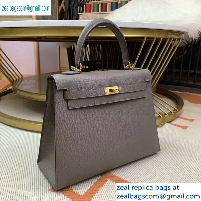 Hermes Kelly 25cm Bag in Original Epsom Leather Gray - Click Image to Close
