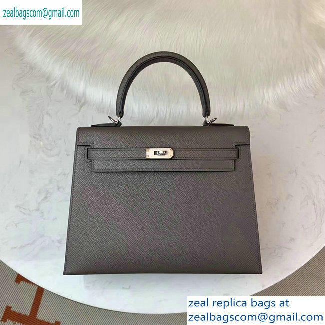 Hermes Kelly 25cm Bag in Original Epsom Leather Gray - Click Image to Close