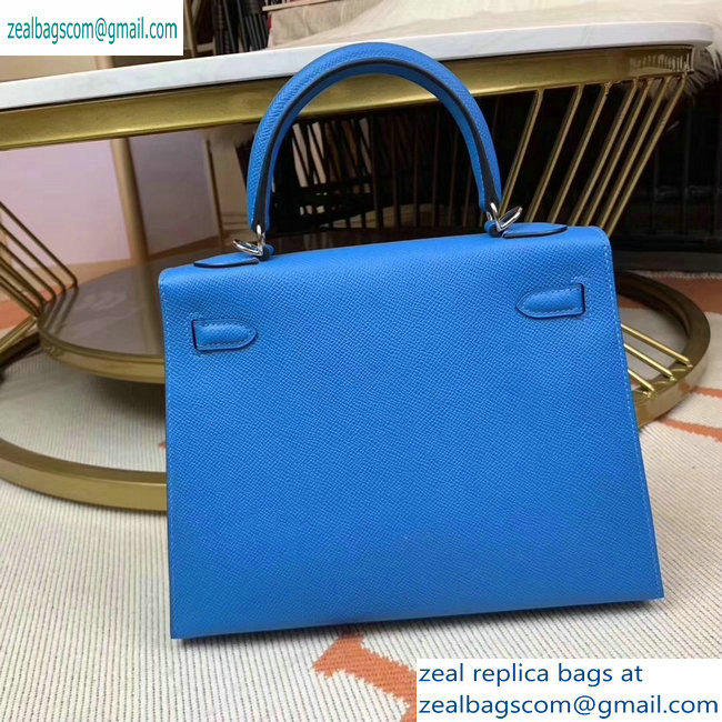 Hermes Kelly 25cm Bag in Original Epsom Leather Light Blue - Click Image to Close