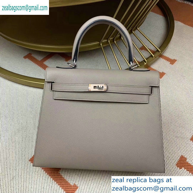 Hermes Kelly 25cm Bag in Original Epsom Leather Light Gray - Click Image to Close